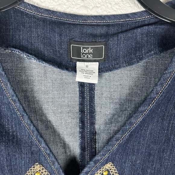 Lark Lane Denim Jacket with Beaded Embellishment – Size 8 - Picture 6 of 10